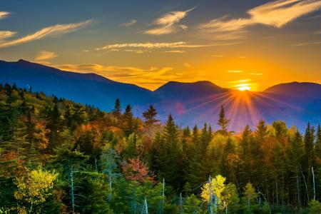 Campton, NH - White Mountain National Forest skyline at Sunset